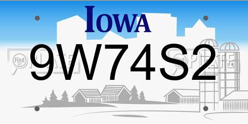 9W74S2 Iowa License Plate