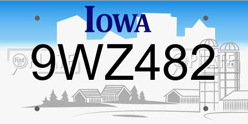 9WZ482 Iowa License Plate