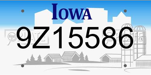 9Z15586 Iowa License Plate