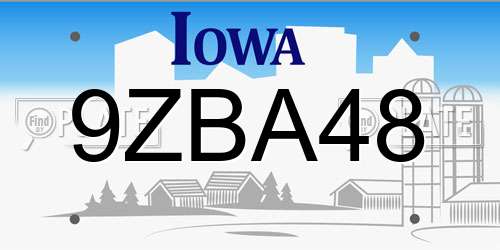 9ZBA48 Iowa License Plate