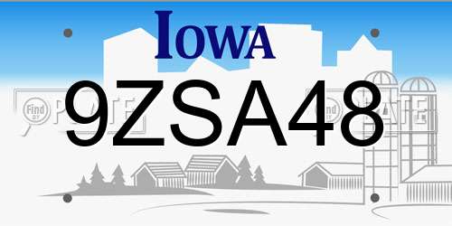 9ZSA48 Iowa License Plate
