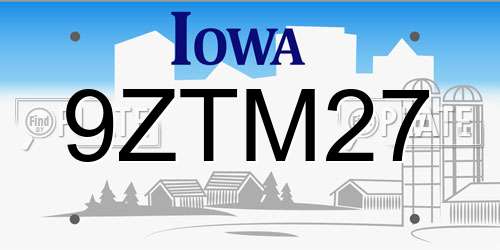 9ZTM27 Iowa License Plate