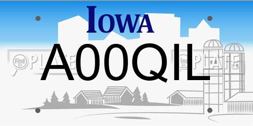 A00QIL Iowa License Plate