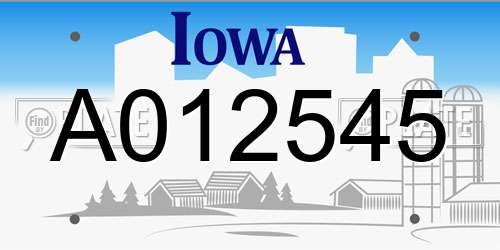 A012545 Iowa License Plate