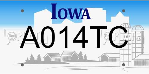 A014TC Iowa License Plate