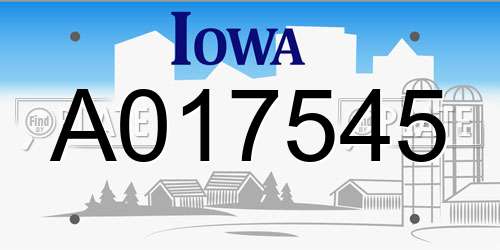 A017545 Iowa License Plate