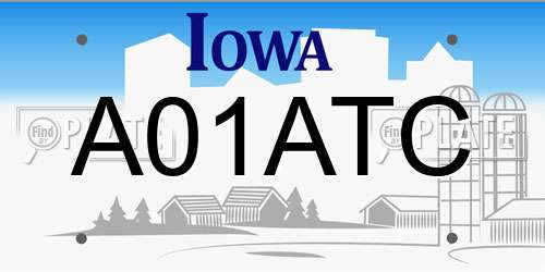 A01ATC Iowa License Plate