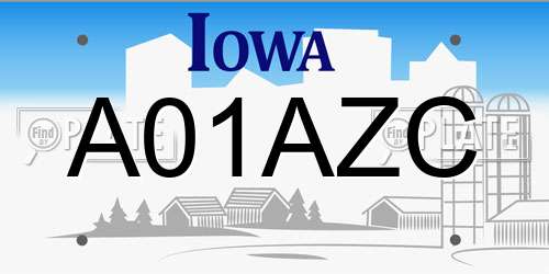 A01AZC Iowa License Plate