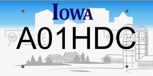 A01HDC Iowa License Plate