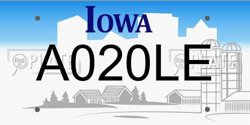 A020LE Iowa License Plate