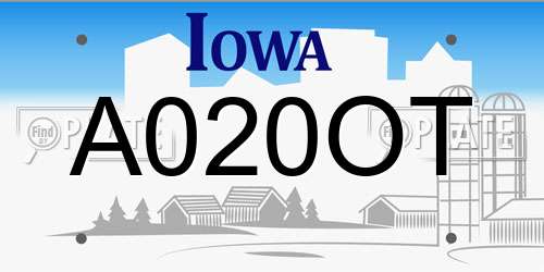 A020OT Iowa License Plate