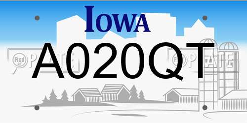 A020QT Iowa License Plate