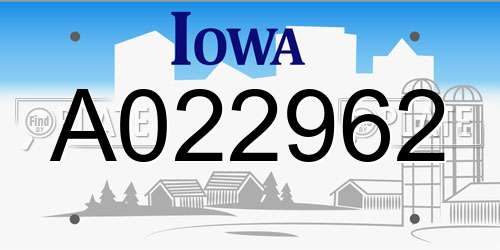 A022962 Iowa License Plate