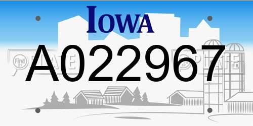 A022967 Iowa License Plate