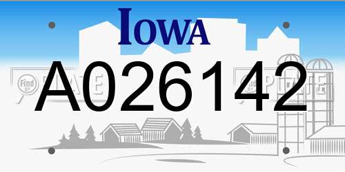 A026142 Iowa License Plate
