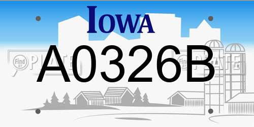 A0326B Iowa License Plate
