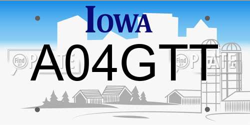 A04GTT Iowa License Plate