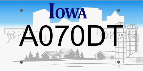 A070DT Iowa License Plate