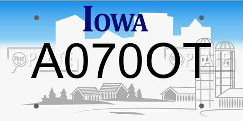 A070OT Iowa License Plate