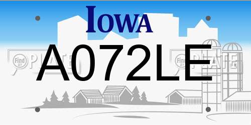 A072LE Iowa License Plate