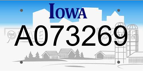 A073269 Iowa License Plate