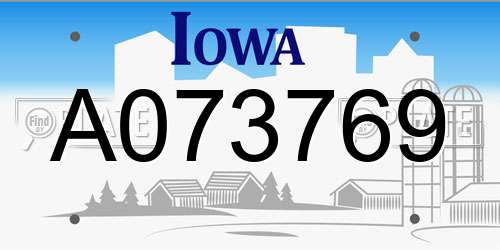 A073769 Iowa License Plate