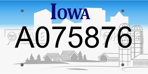A075876 Iowa License Plate