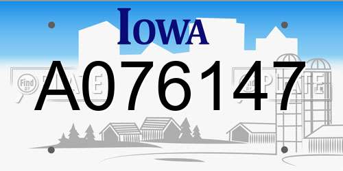 A076147 Iowa License Plate
