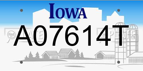 A07614T Iowa License Plate