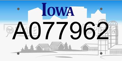 A077962 Iowa License Plate