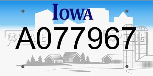 A077967 Iowa License Plate