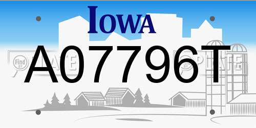 A07796T Iowa License Plate
