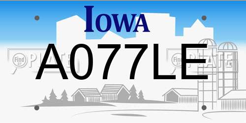 A077LE Iowa License Plate