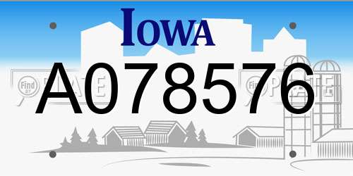 A078576 Iowa License Plate