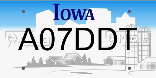 A07DDT Iowa License Plate
