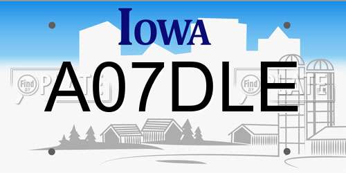 A07DLE Iowa License Plate
