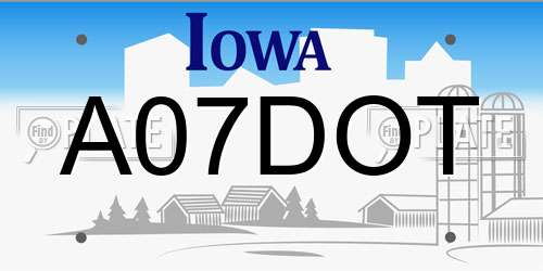 A07DOT Iowa License Plate