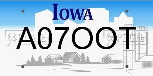 A07OOT Iowa License Plate