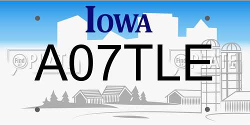 A07TLE Iowa License Plate