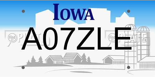 A07ZLE Iowa License Plate