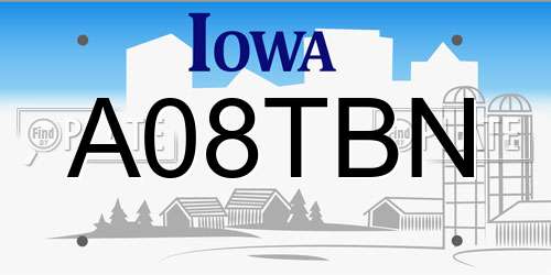 A08TBN Iowa License Plate