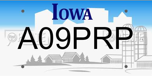 A09PRP Iowa License Plate
