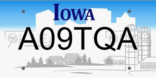 A09TQA Iowa License Plate