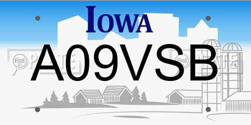 A09VSB Iowa License Plate
