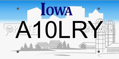 A10LRY Iowa License Plate