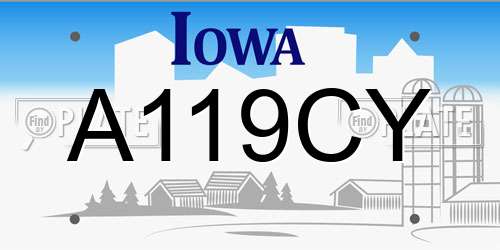 A119CY Iowa License Plate