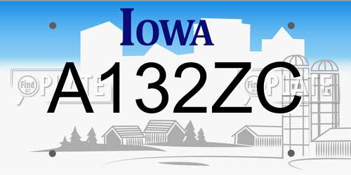 A132ZC Iowa License Plate