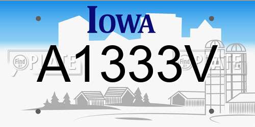 A1333V Iowa License Plate