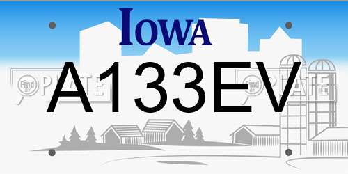 A133EV Iowa License Plate