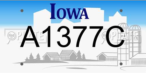 A1377C Iowa License Plate